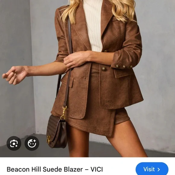 Vici Brown Suede Blazer - Picture 1 of 2